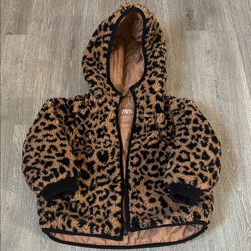 Zara Leopard Print Hooded Jacket